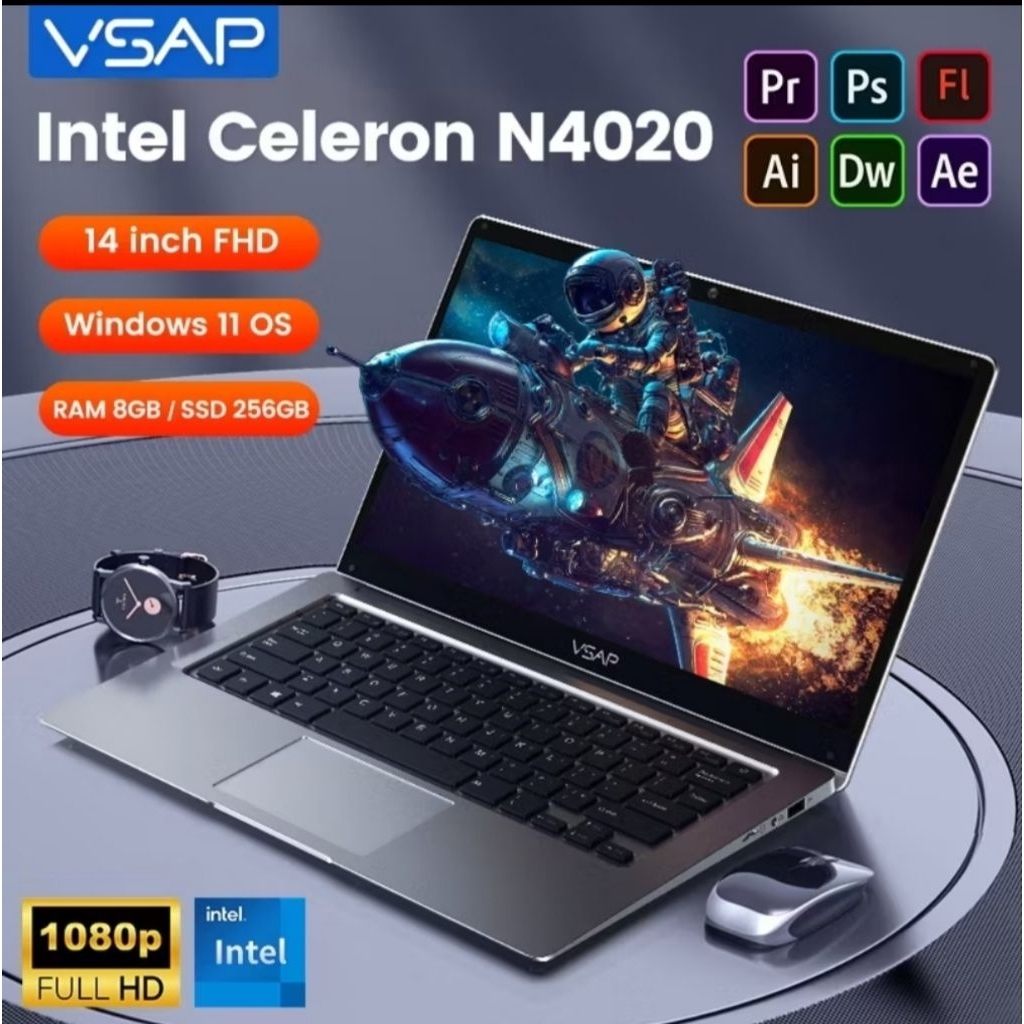 Jual Laptop VSAP N4020 RAM 8GB DDR4 SSD 256GB layar 14