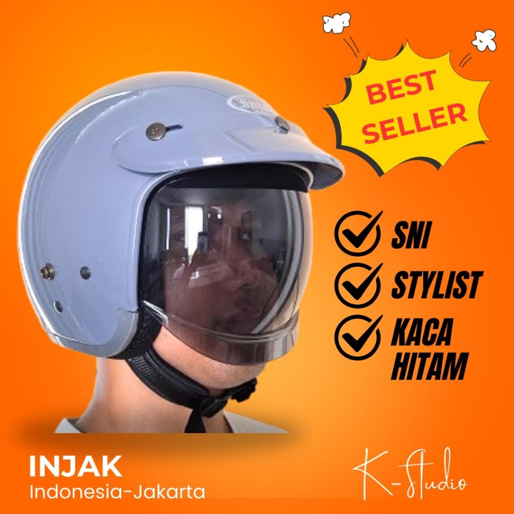 Jual Helm Injak 06 Kaca Dalam Bogo Half Face - Visor Smoke - Anti UV ...