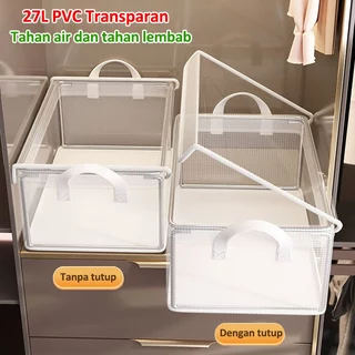 Kotak Penyimpanan PVC Transparan 27L Tahan Debu