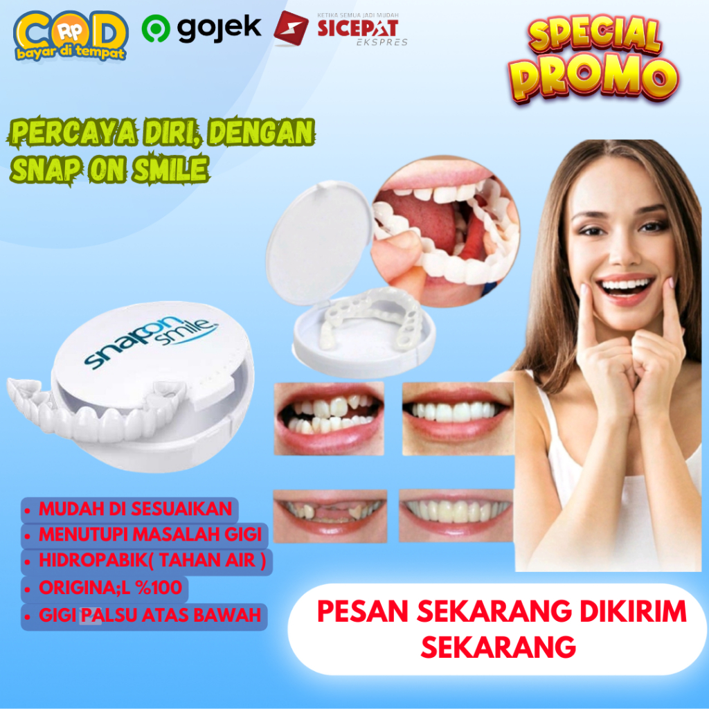 Jual Snap On Smile Original 100% 1set gigi palsu instan atas bawah ...