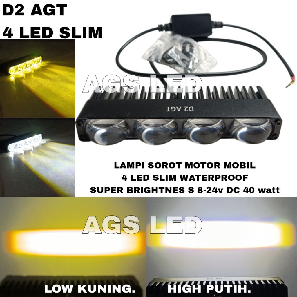 Jual LAMPU SOROT LAMPU TEMBAK 4 LED SLIM LASER LED D2 AGT 4 MATA SLIM ...