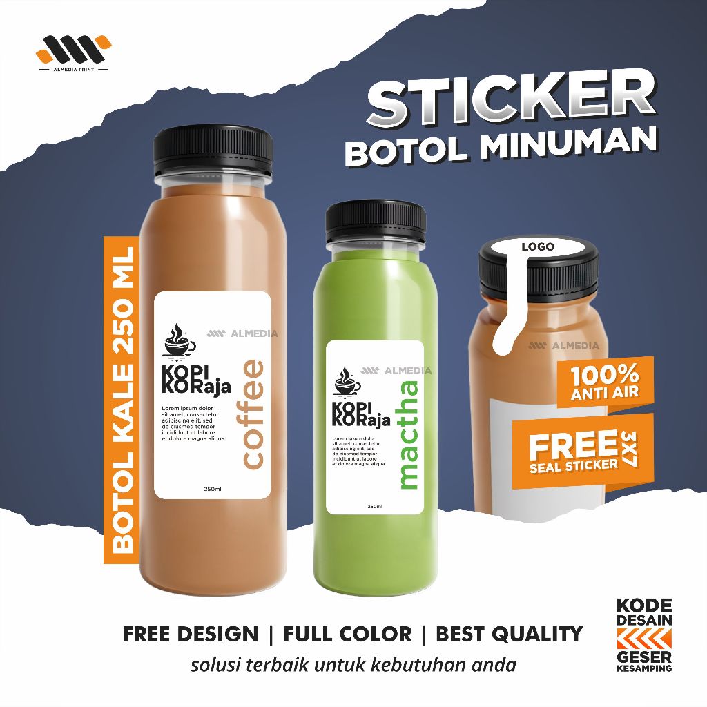 Jual Stiker Kemasan Botol Sticker Kemasan Botol Minuman VINYL (GRATIS ...