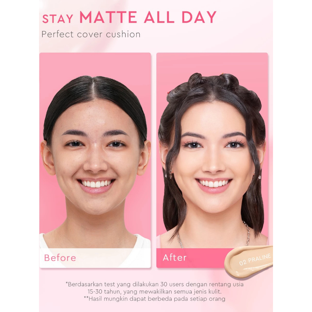 Glad2Glow Perfect Cover Cushion Tahan Air Anti Pengelupasan Efek foto 1