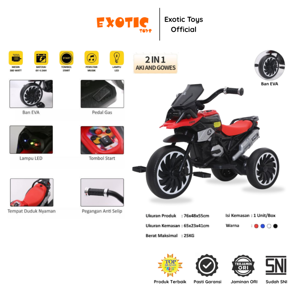 Jual Exotic Toys Mainan Anak Motor Aki dan Gowes EMT-2214 | Shopee ...