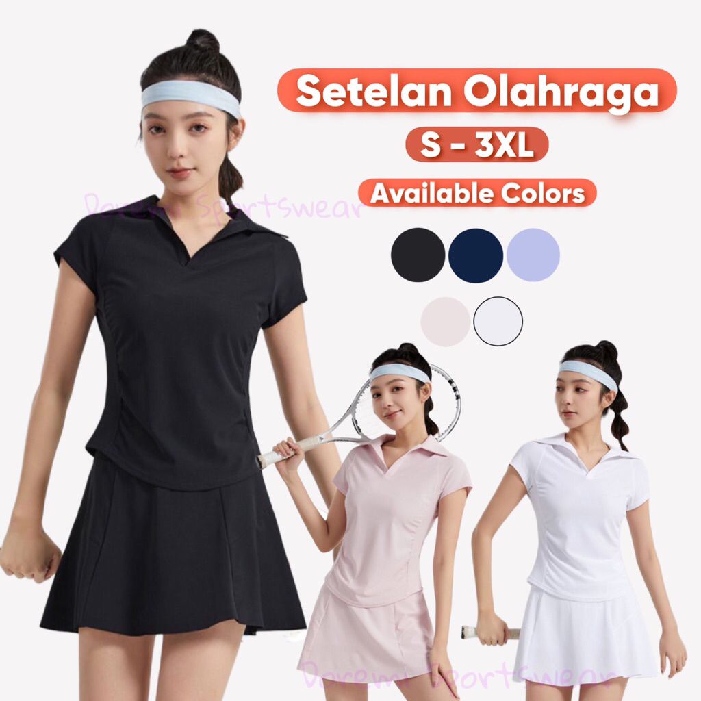 Jual SETELAN PADEL TENNIS POLO SHIRT + Skort ROK CELANA (S-3XL ...
