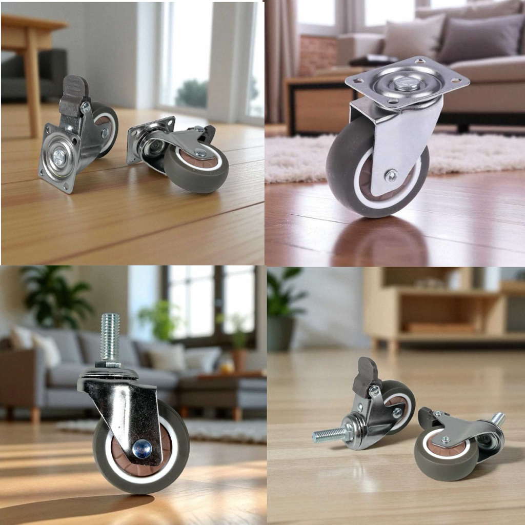Jual Roda Kastor Furniture Soft Rubber Caster Wheel 2 Inch 2 PCS ...