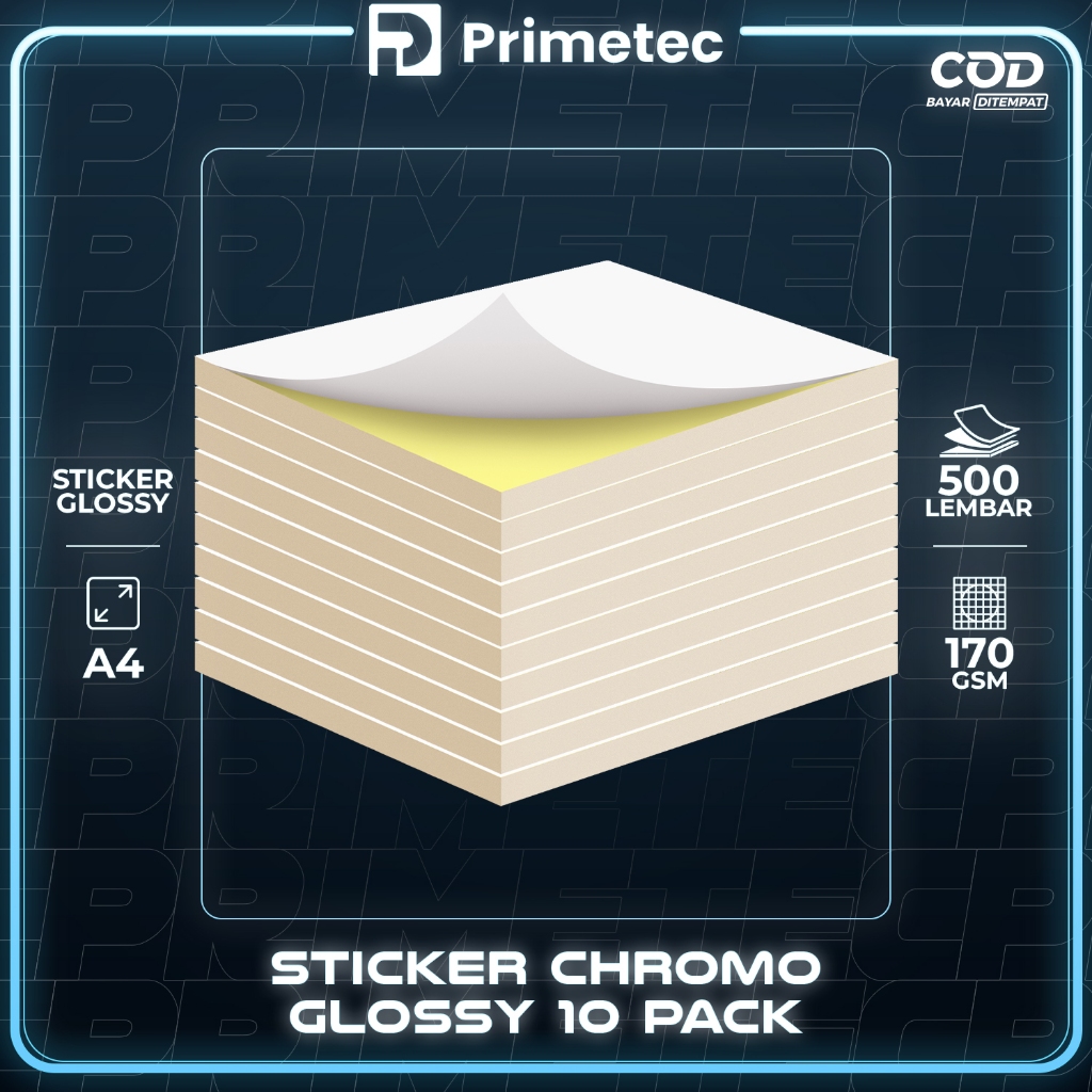 Jual PRIMETEC Sticker Chromo A4 Glossy / Doff HVS 500 / 2000 Lembar ...