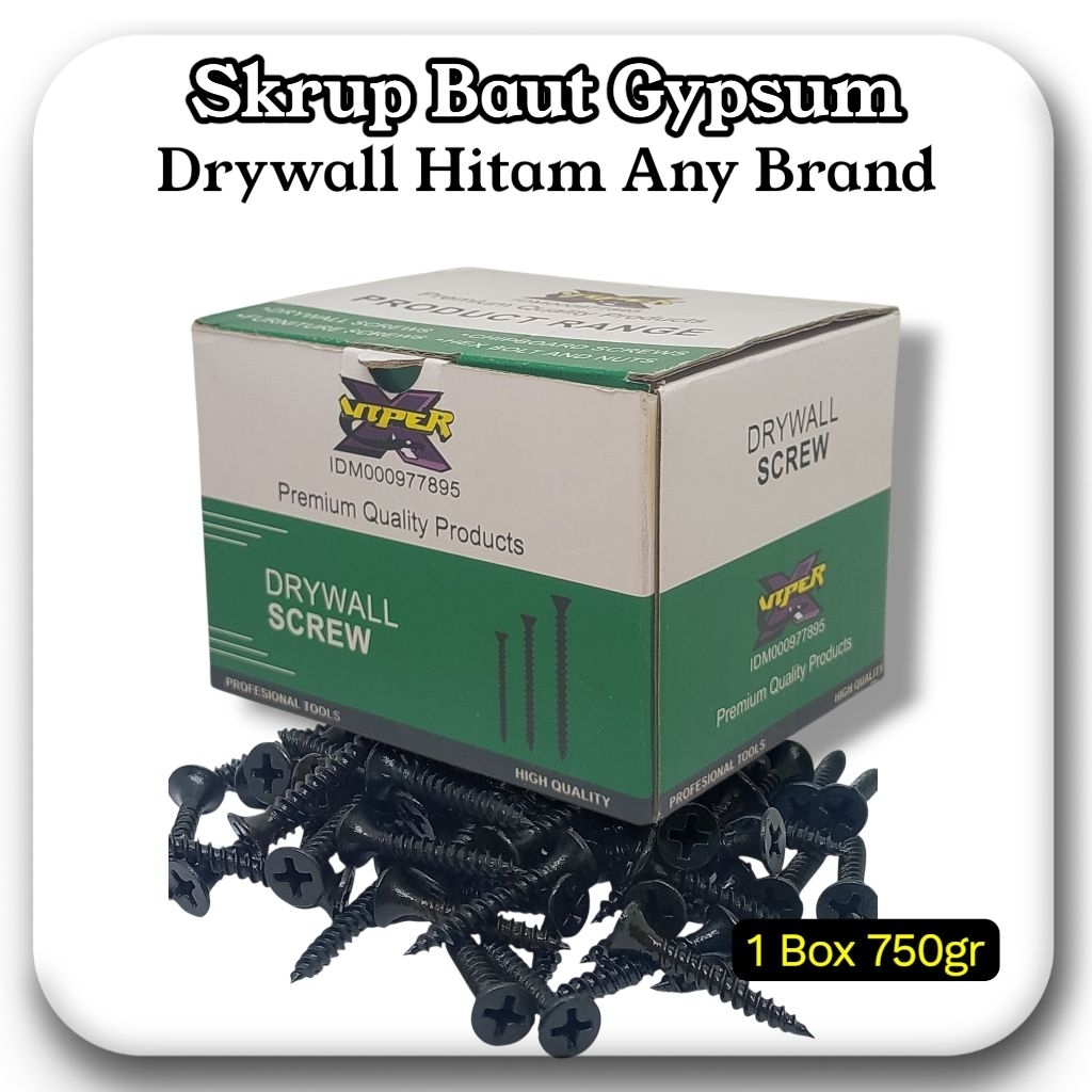 Jual [1 BOX] Skrup Gypsum Baut Drywall Hitam | 3/4