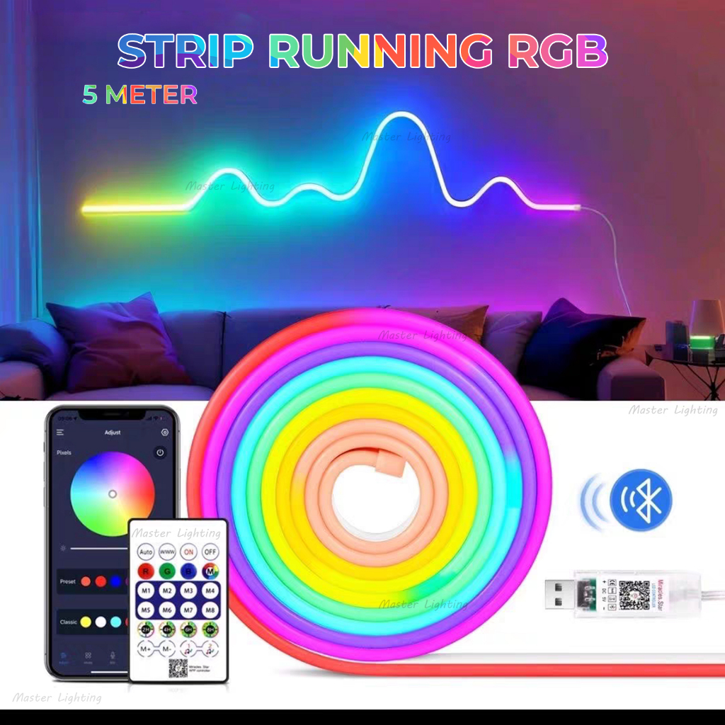 Jual Lampu led strip neonflex RGB running 5m ip65 outdoor waterproof ...