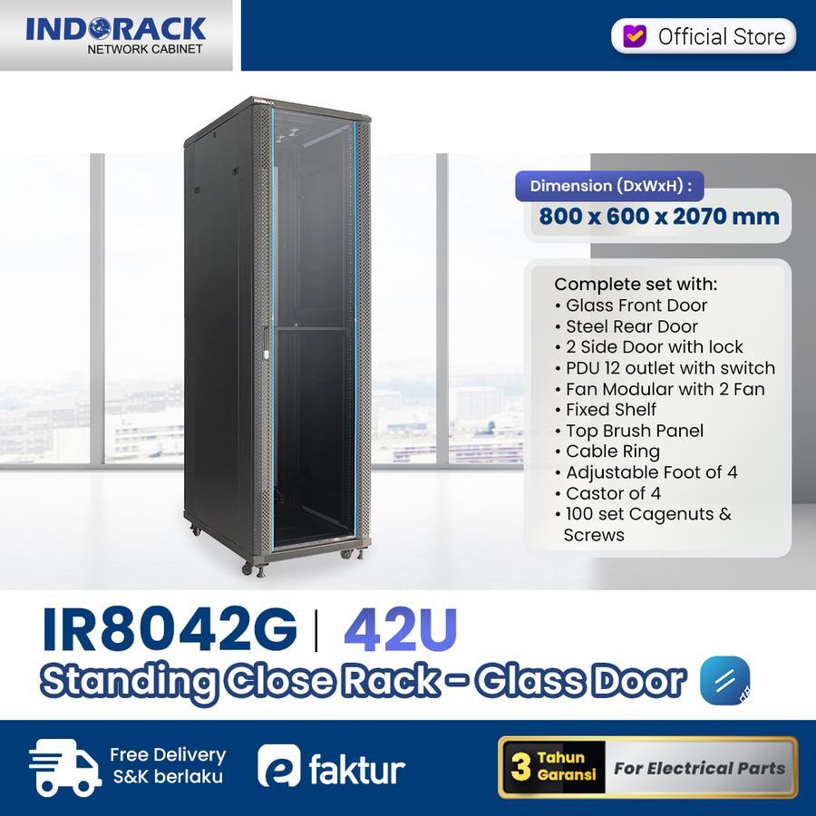 Jual Indorack IR8042G Close Rack 42U Depth 800mm Glass Door Rak Server ...