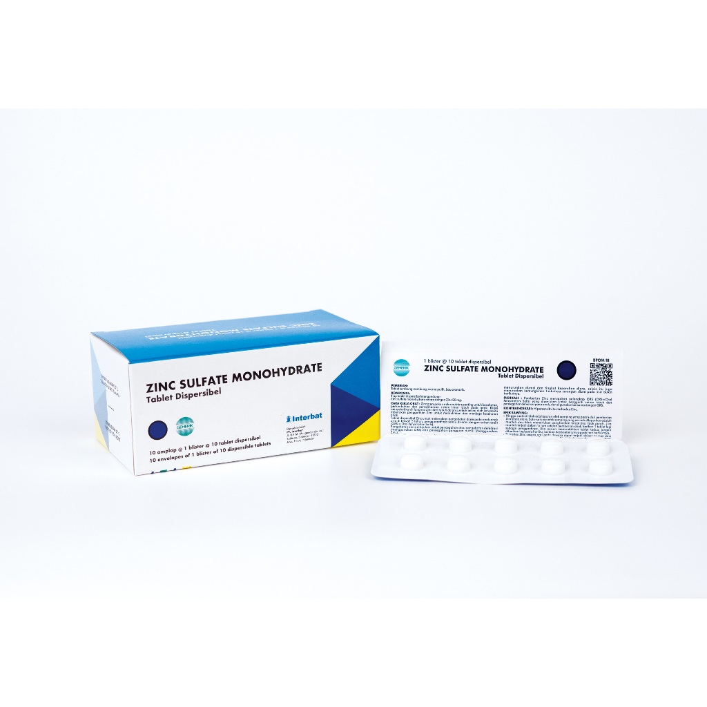 Jual Zinc Sulfate Monohydrate Interbat 1 strip Isi 10 Tablet / Obat ...