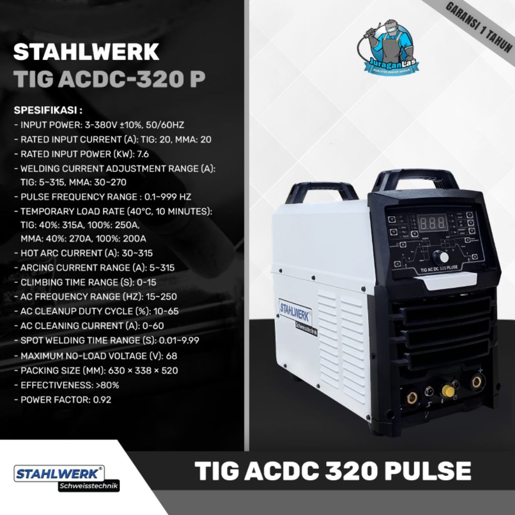 Jual Mesin Las AC/DC TIG Argon merk STAHLWERK TIG-320P AC/DC Pulse ...