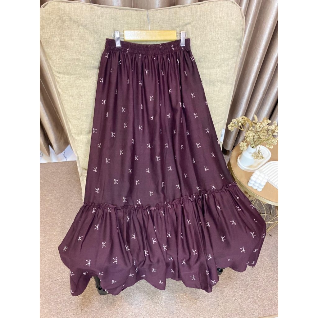 Jual Rok Ruffle Rayon Motif / Rok Wanita Kekinian | Shopee Indonesia