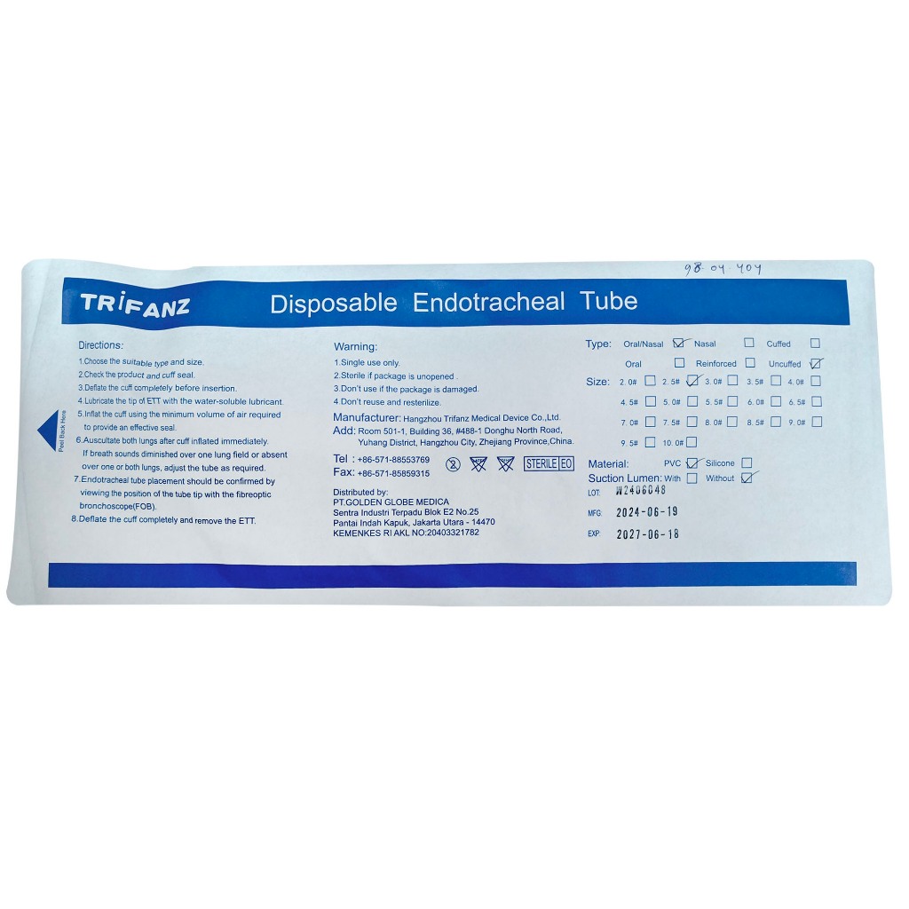 Jual TRIFANZ - ETT PVC (1 Box Isi 10 Pcs) Nasal Preformed Endotracheal ...