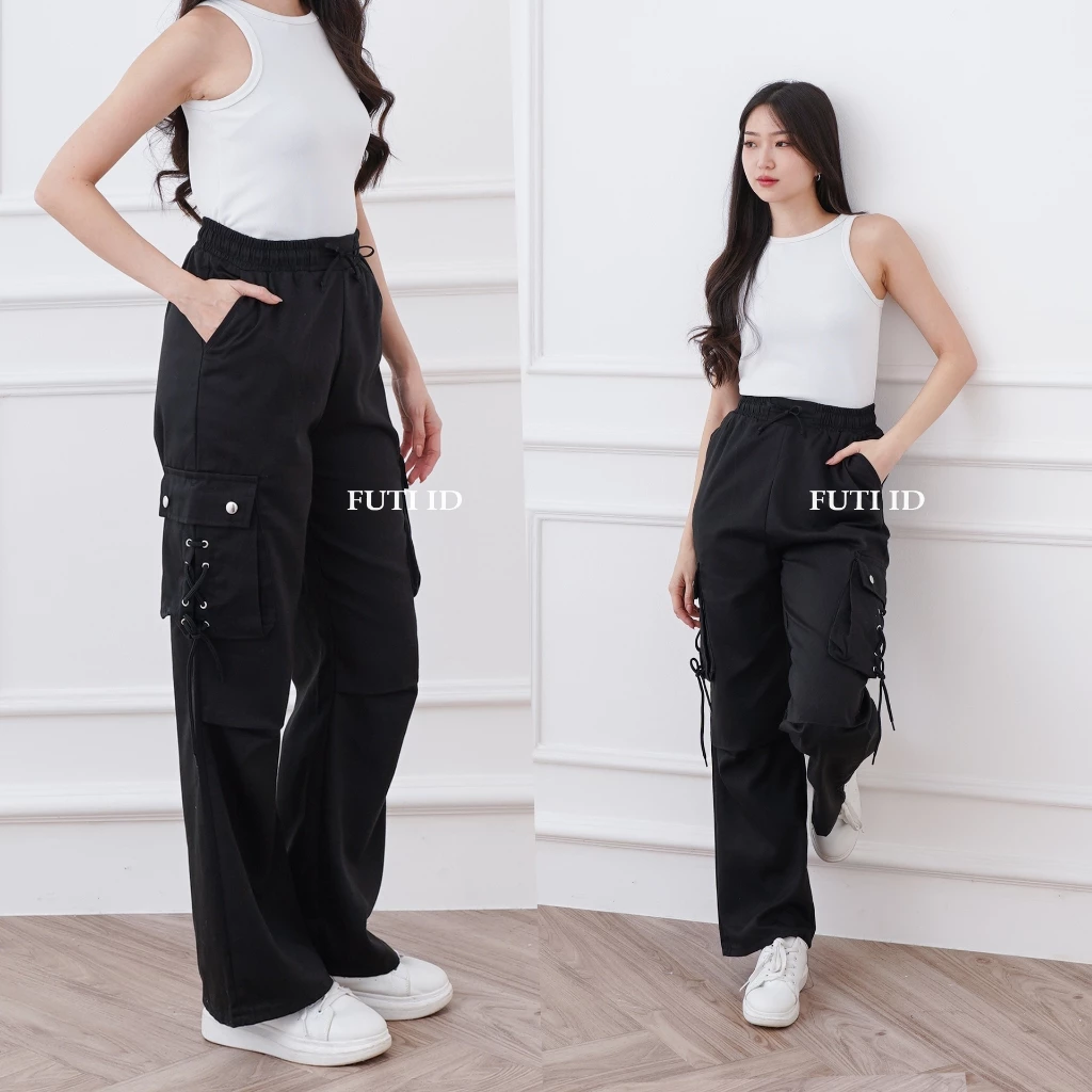 Pratinjau FUTI ID - Xellena Pants Celana Cargo Wanita Premium Drill