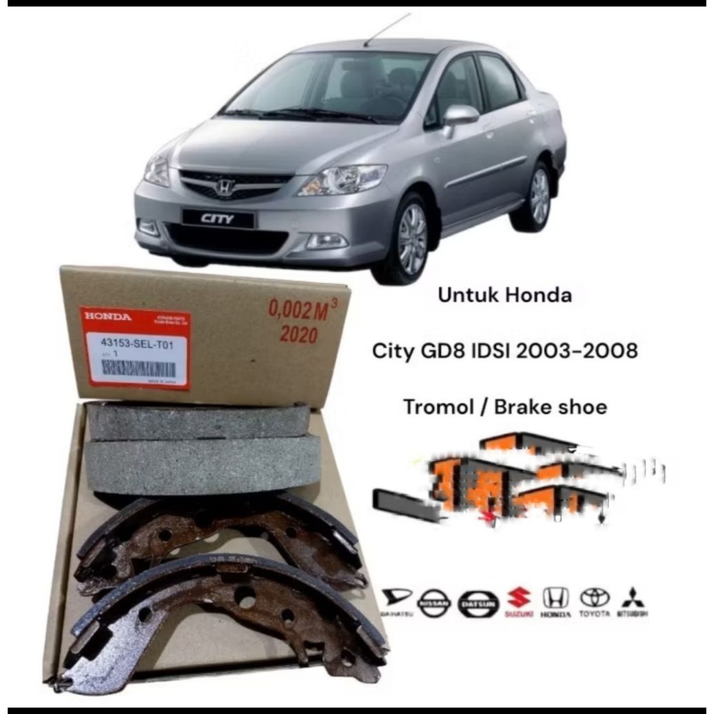 Jual Brake shoe kampas rem belakang honda city gd8 2003-2008 | Shopee ...