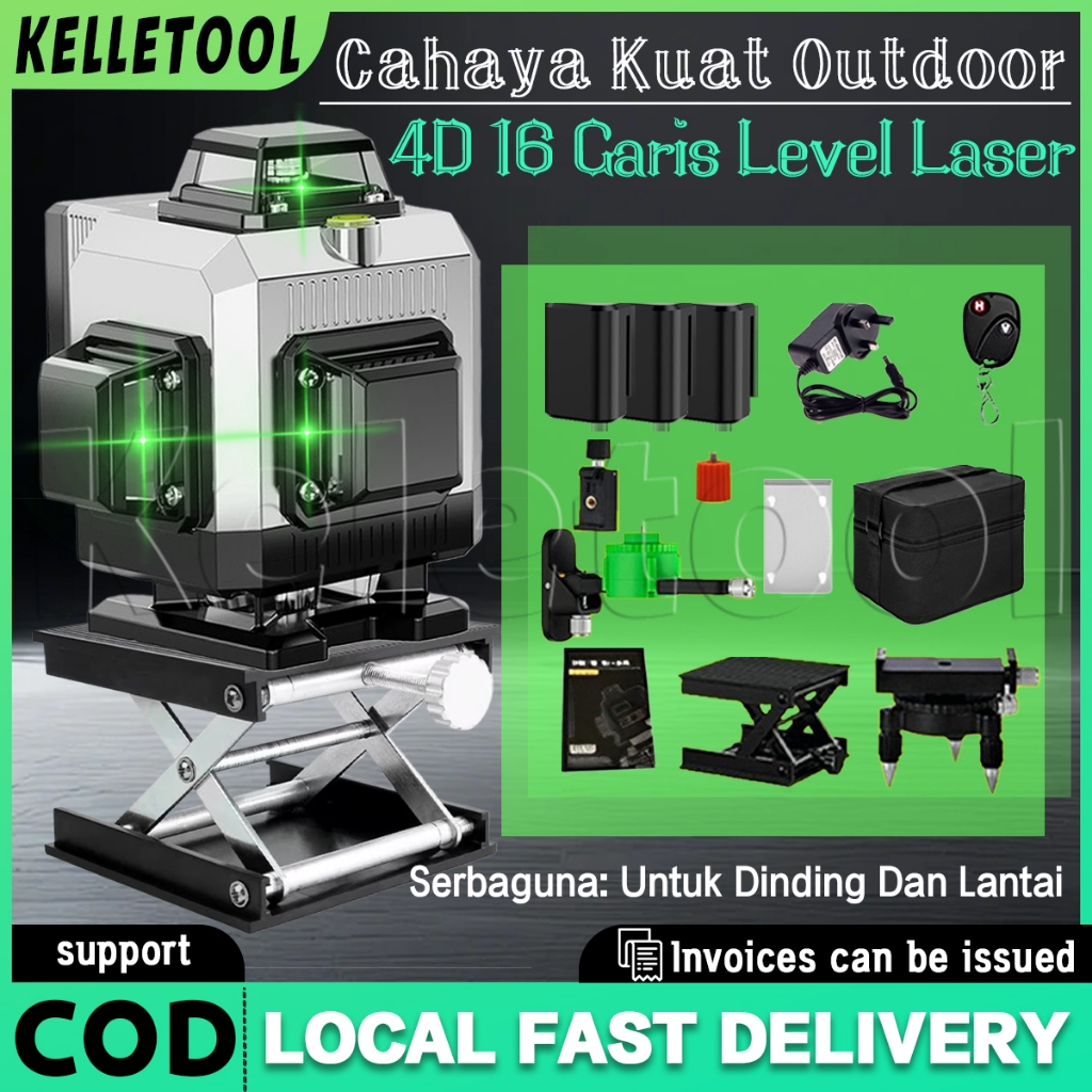 Jual Keletool Laser Level Tukang Bangunan 4D 16 Line Komplit Waterpass ...