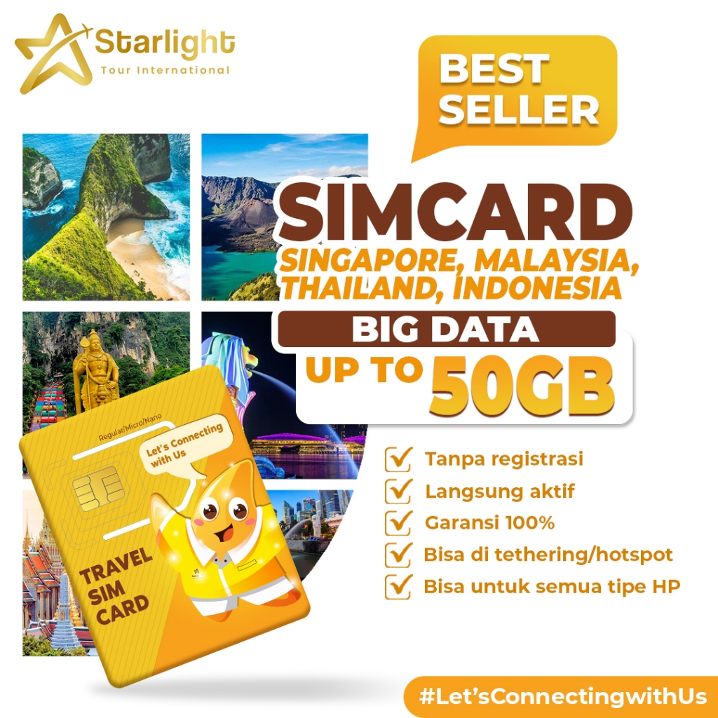 Jual STARLIGHT SIMCARD ASIA 20 GB DAN 30 GB (INDONESIA, MALAYSIA ...