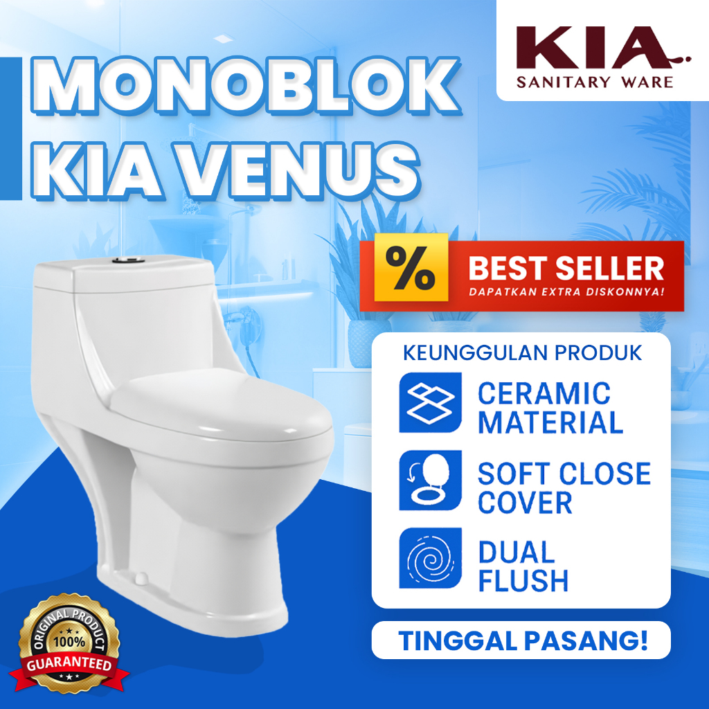 Kloset Duduk Soft Closing Dual Flush KIA Venus 9009 - Monoblock Murah Sudah Soft Close Jepara