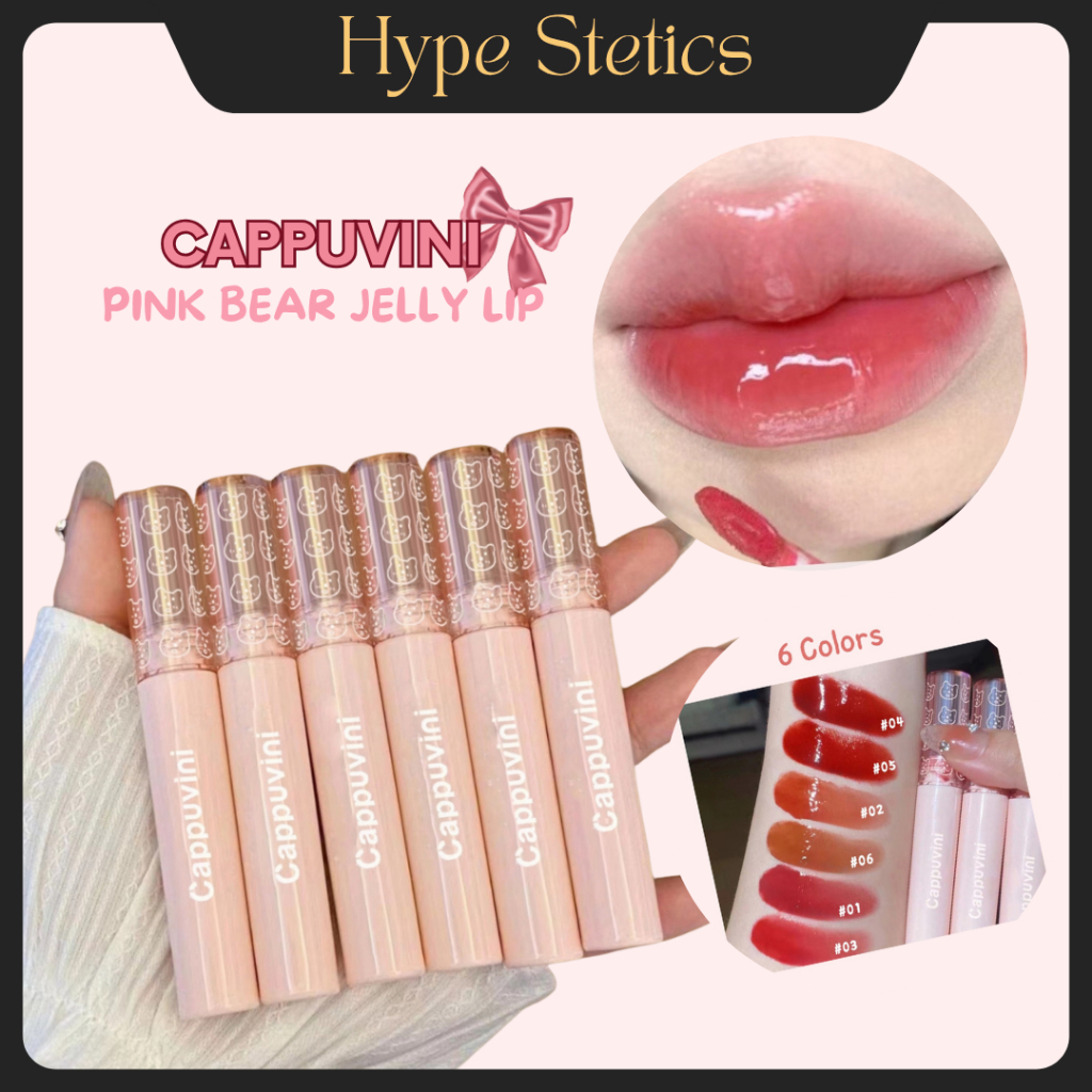 Jual CAPPUVINI Pink Bear Jelly Lip Cream Luminous Lipstick No Box ...