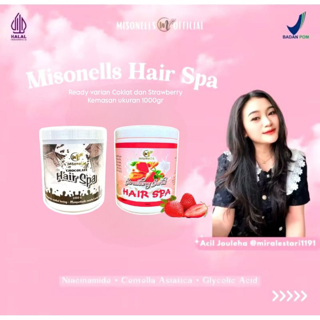 Jual MISONELLS HAIR SPA BPOM COKLAT STRAWBERRY 1000GR HAIR MASK ...