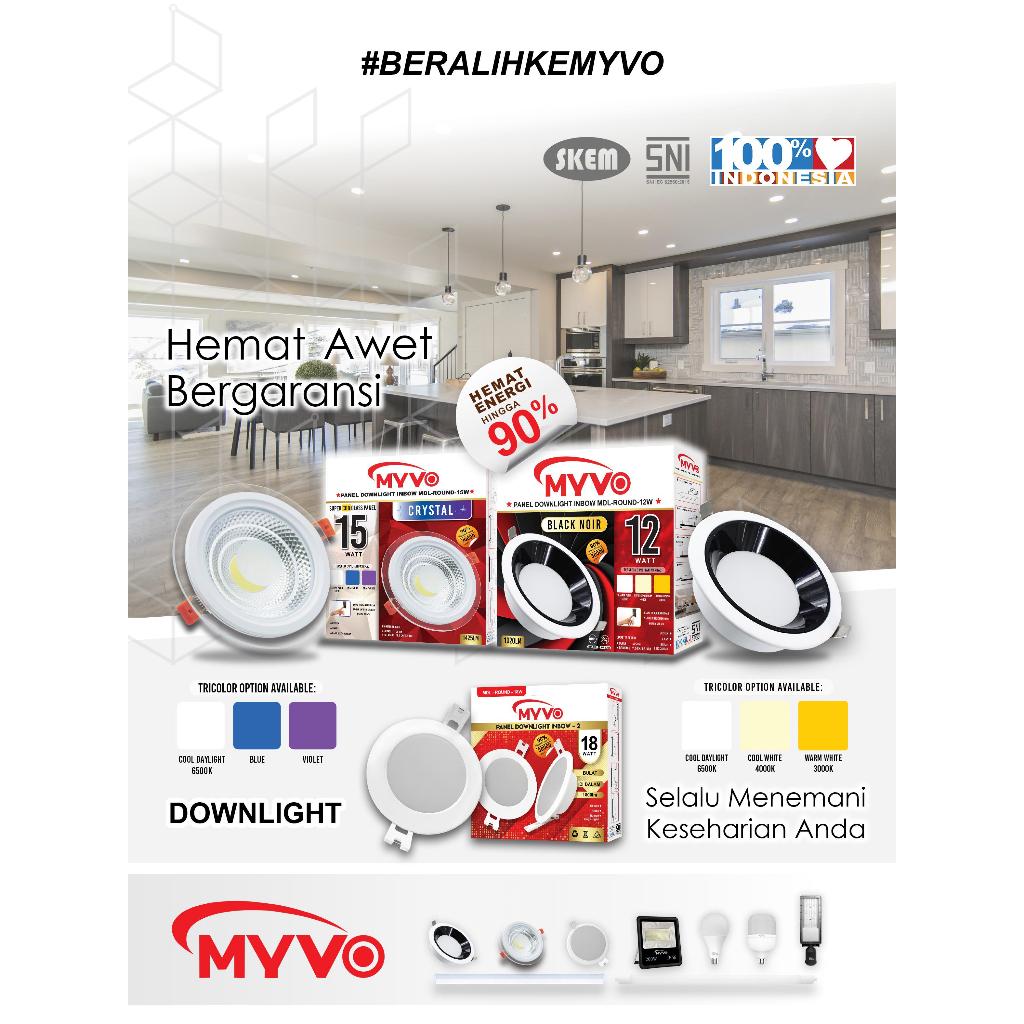 Jual MYVO Lampu LED Downlight 6 Watt Panel Round Inbow Cahaya Kuning ...