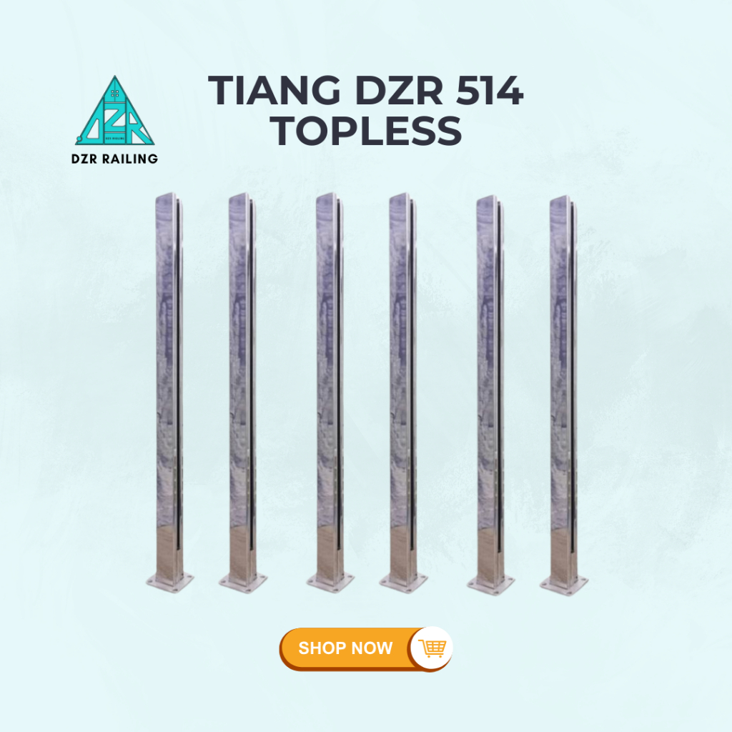 Jual TIANG RAILING TOPLESS STAINLESS SS 304 DZR 5210 KILAP HITAM DOFF ...