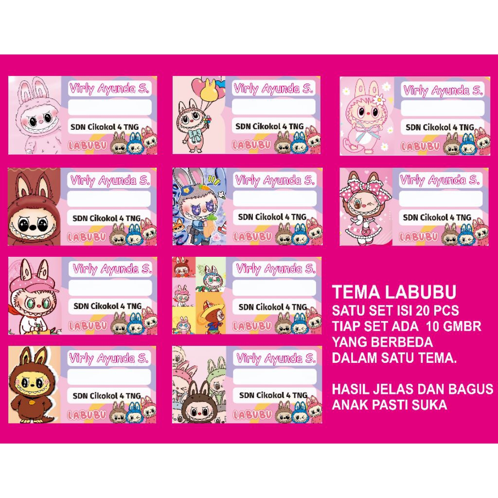 Jual STIKER LABEL NAMA BUKU ISI 20 PCS. GAMBAR MOTIF LUCU. ANAK PASTI ...