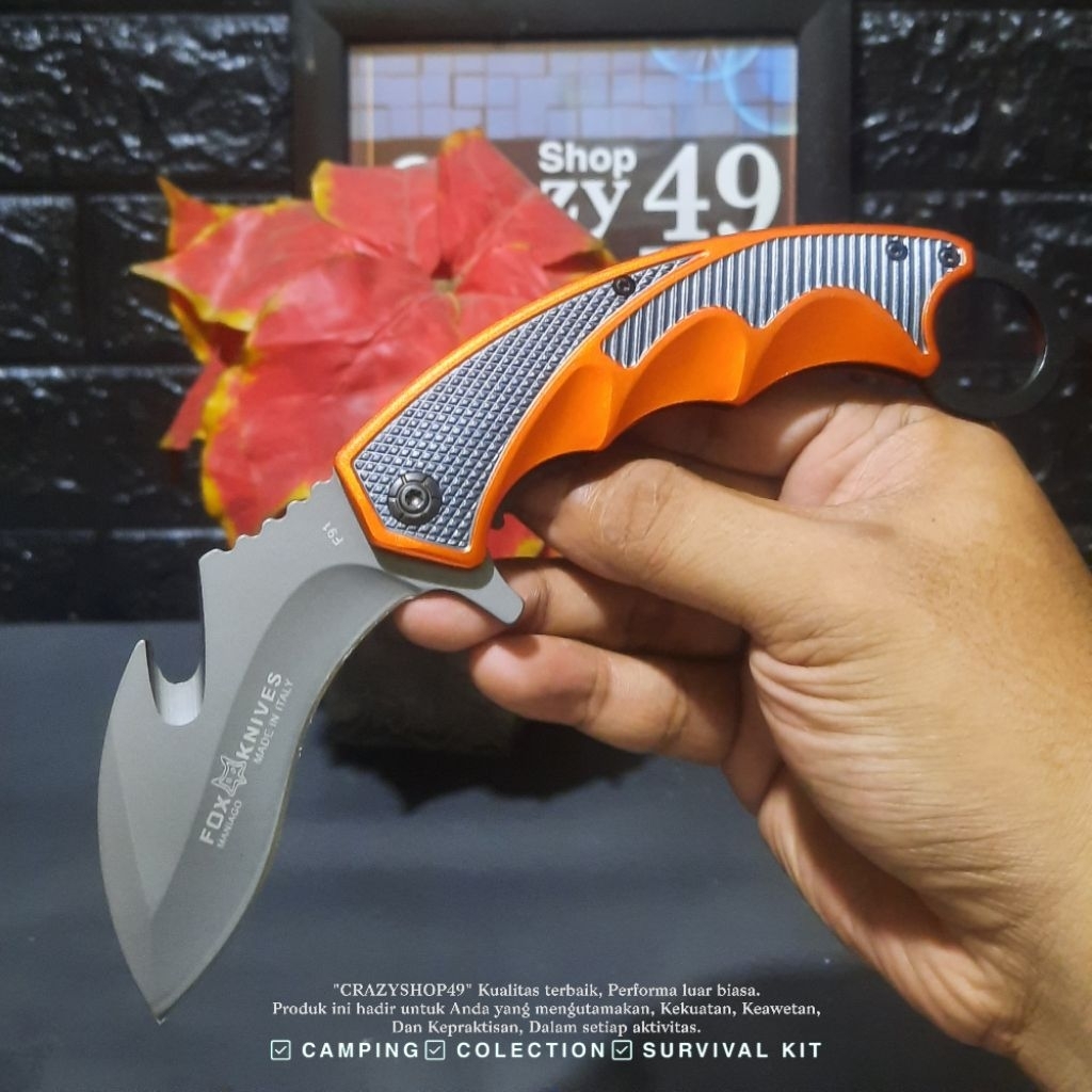 Jual Pisau Survival Lipat Fox F91 Made In Italy EDC / Pisau Survival ...