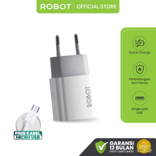 [ GRATIS KABEL MICRO USB ] ROBOT Charger Single Port  RT-L1 Kepala Charger Quick Charging Anti Panas Original Garansi 1 Tahun