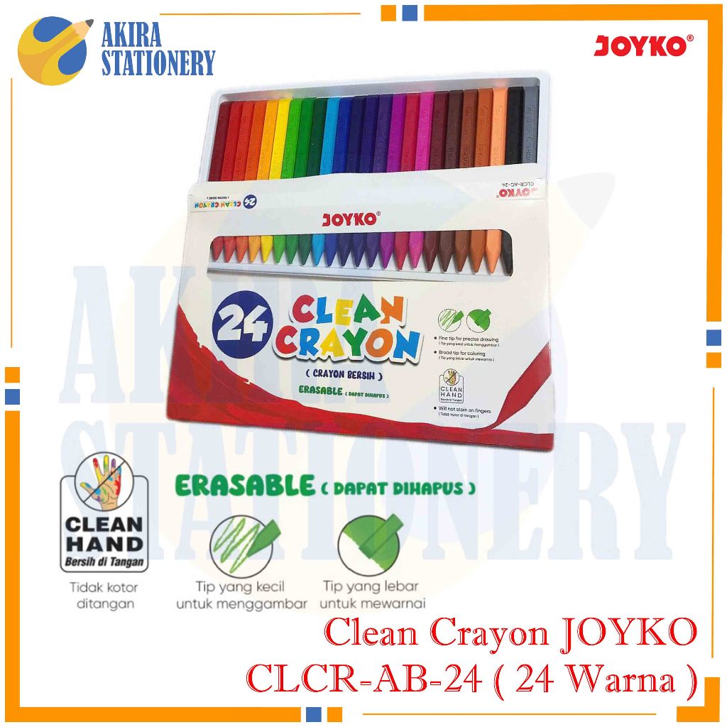 Jual Crayon JOYKO CLCR AC 24 Warna / Clean Crayon CLCR AC-24 Colors ...