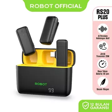 Robot Rs20 Plus Wireless Microphone 1 To 2 Clip Connector Port Type C Mic Bluetooth Live