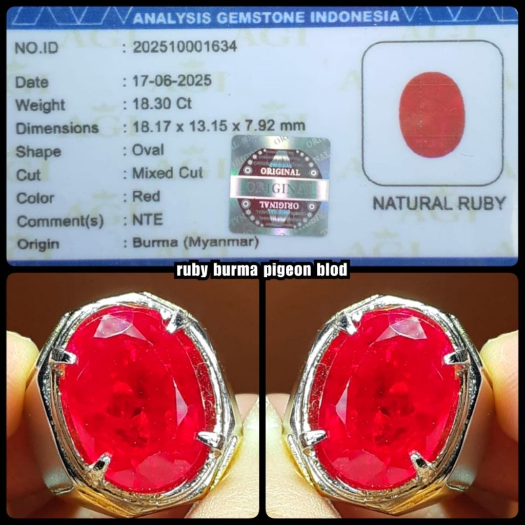 Jual natural permata ruby burma jumbo NTE ( PIGEON BLOD ) | Shopee ...