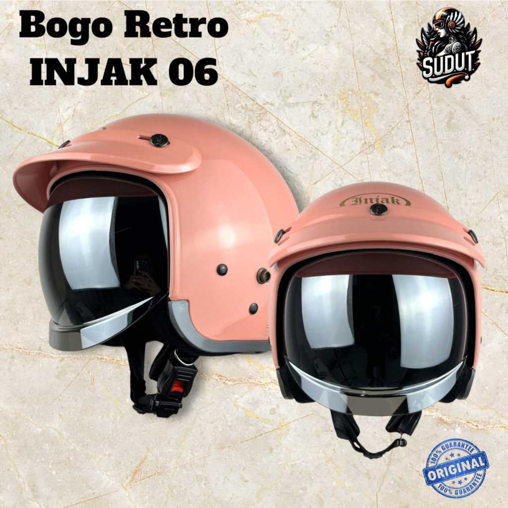 Jual HELM BOGO RETRO INJAK 006 PINK CORAL FULL OPEN VISOR | Shopee ...