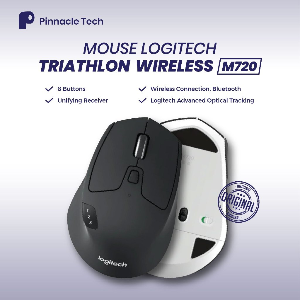 Jual Logitech M720 Triathlon Mouse Wireless Multi Device Bluetooth USB ...