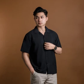 Otsky Kemeja Pria Oversize Polos Rayon Unisex S 2XL (2J)