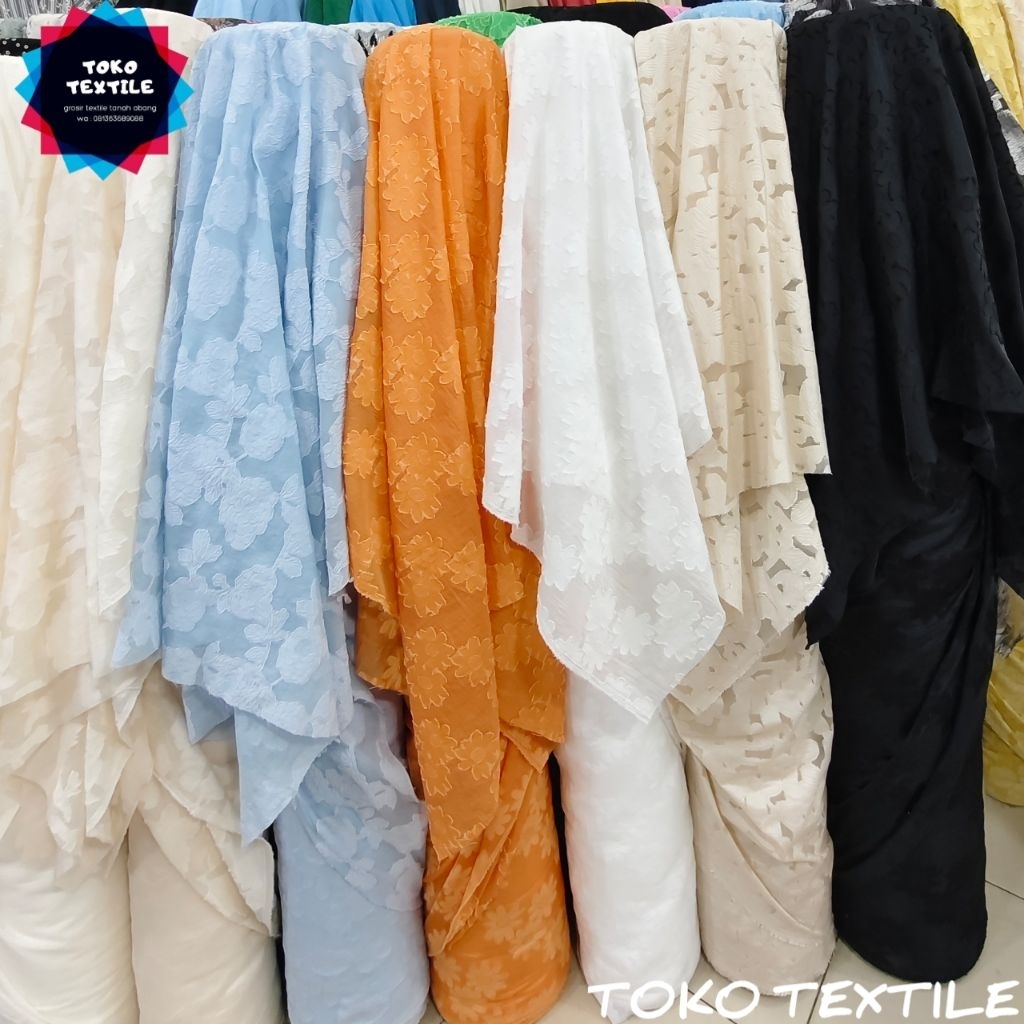 Jual Promo!! Bahan Kain Organza Emboss Terbaru Harga Per 0.5 Meter ...