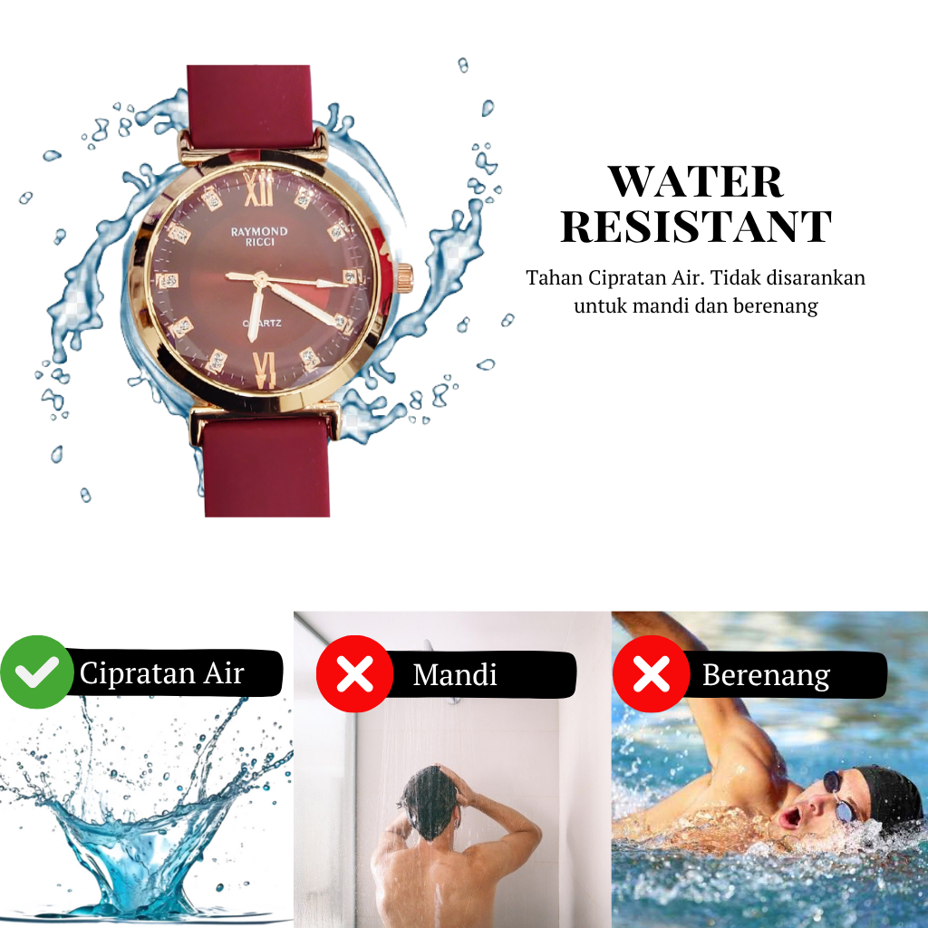 Jual Raymond Ricci Jam Tangan Wanita Rubber 17707 || Terbaru & Free BOX ...