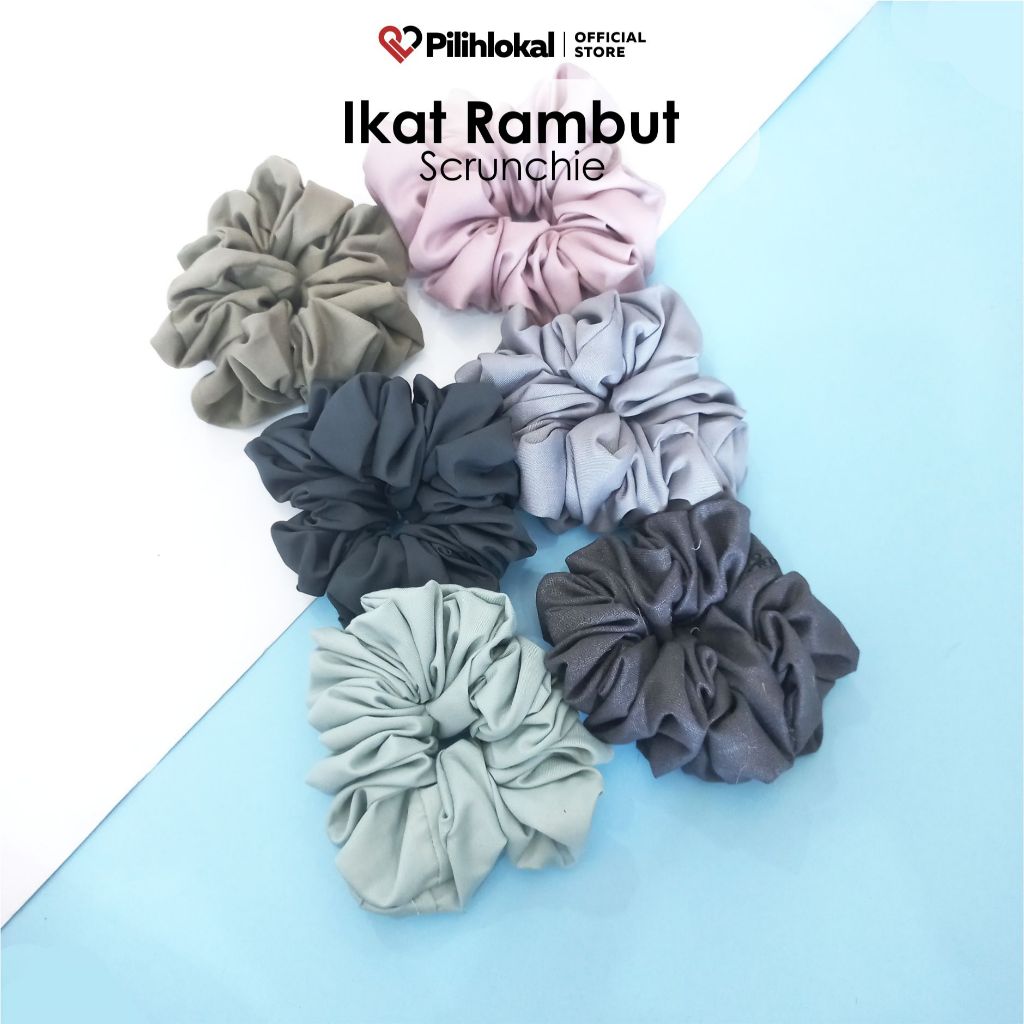 Jual SCRUNCHIE IKAT RAMBUT CEPOL JUMBO MOTIF POLOS - KUNCIRAN CEMOL ...