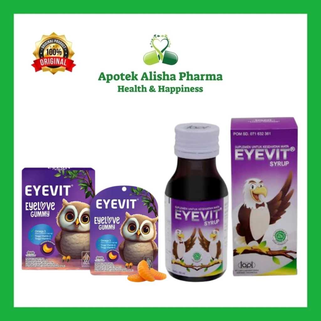 Jual Eyevit Sirup 60ml dan Eyelove Gummy Box isi 5 Sachet Vitamin ...