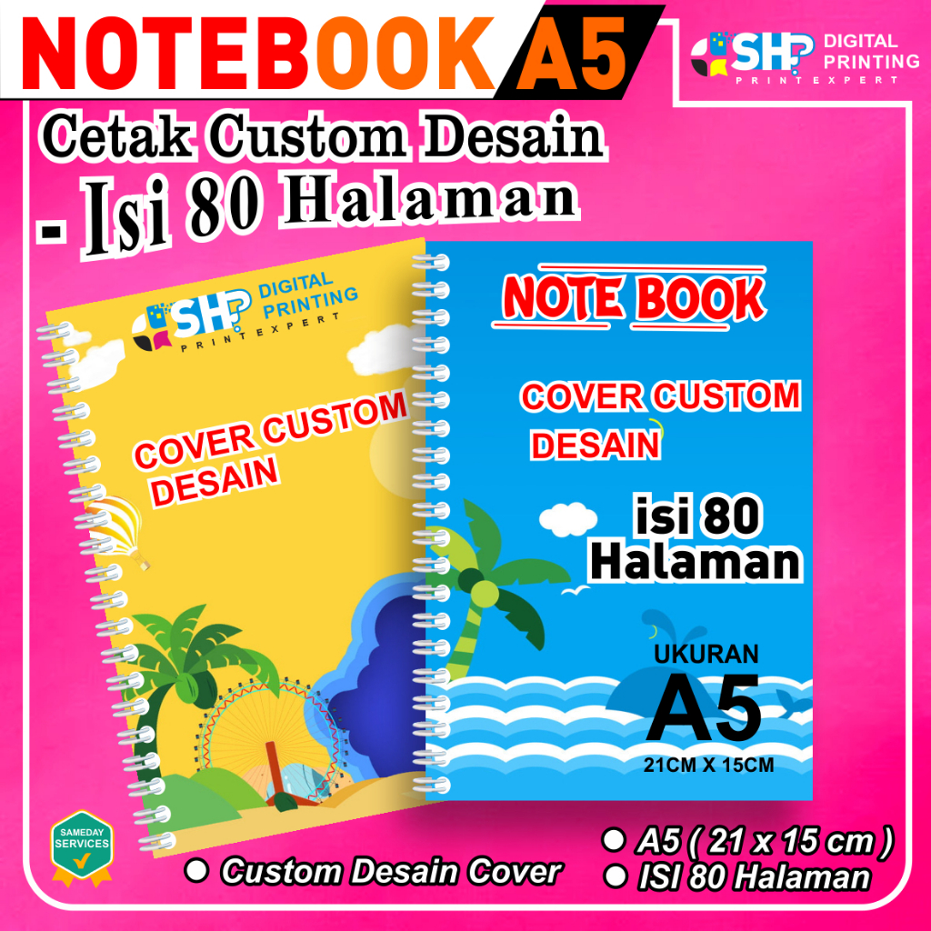 Jual Cetak NoteBook A5 Isi 80 Halaman Custom Desain Cover | Shopee ...