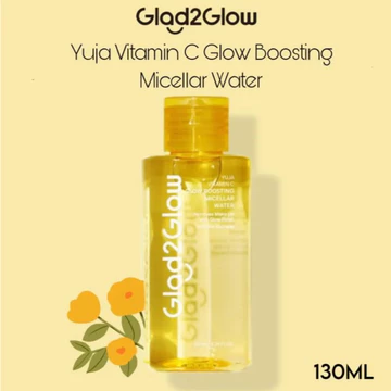 Glad2Glow Micellar Water 130mL Mugwort Salicylic Acid Acne Yuja Vitamin C Cherry Blossom