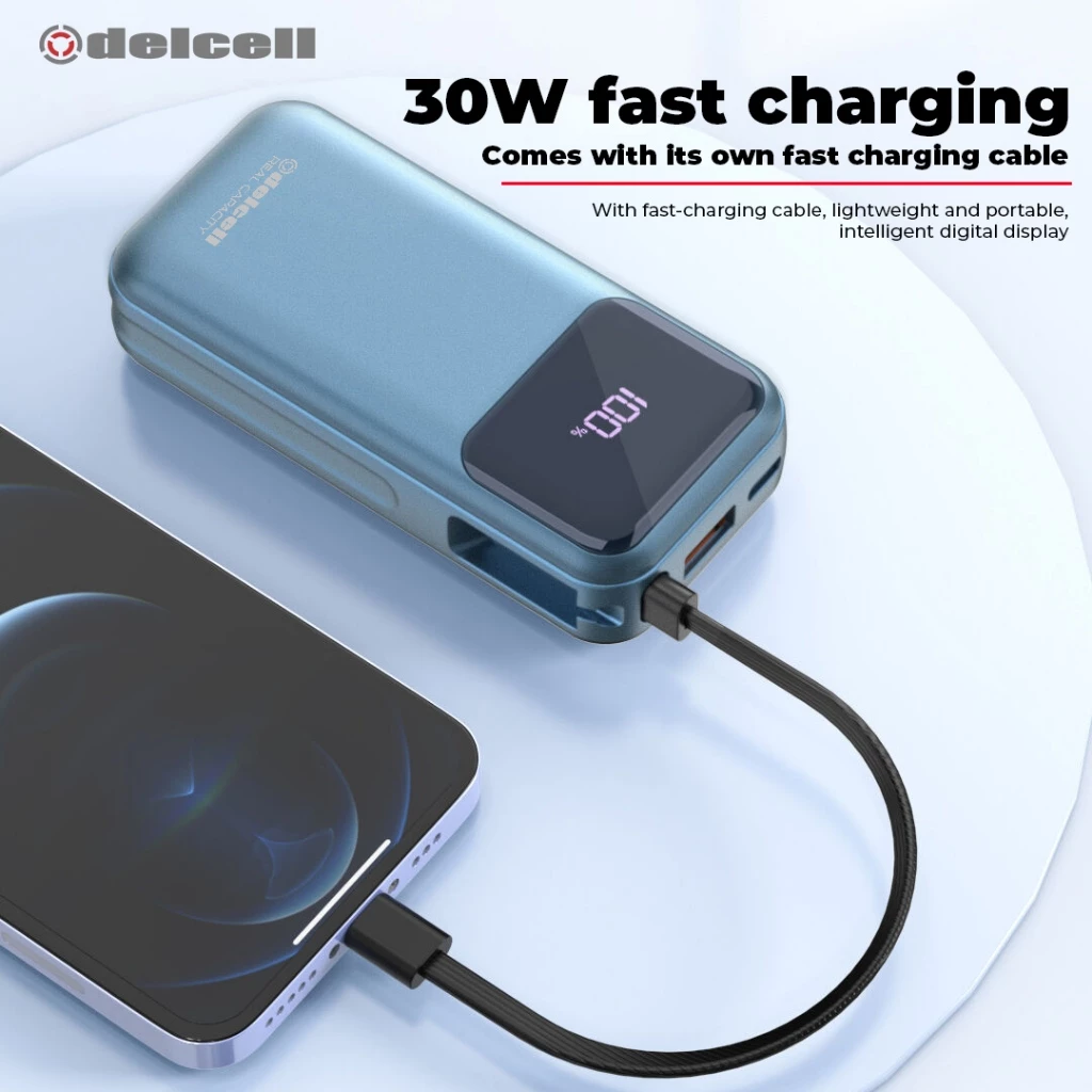 DELCELL Powerbank 10500mAh Fast Charging 22.5W LED Display Port Type C QC +PD 2 Tahun garansi