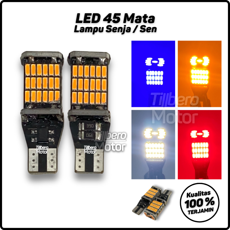Sepasang Lampu Sen Dajjal Motor 45 LED Sein Senja T10 Super Terang