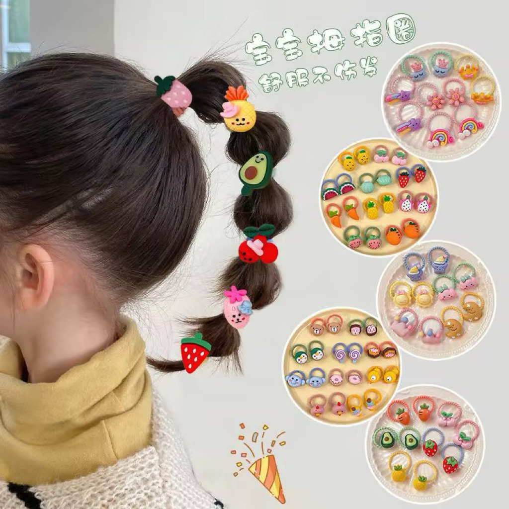 Jual 50PCS / SET IKAT RAMBUT DONAT ANAK KARAKTER TOWEL RING MODEL KOREA ...