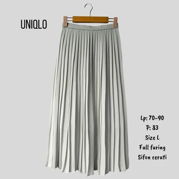 (V F) Rok Plisket Polos Tutu Brokat Rajut Knit Motif Premium Two Tone A Line
