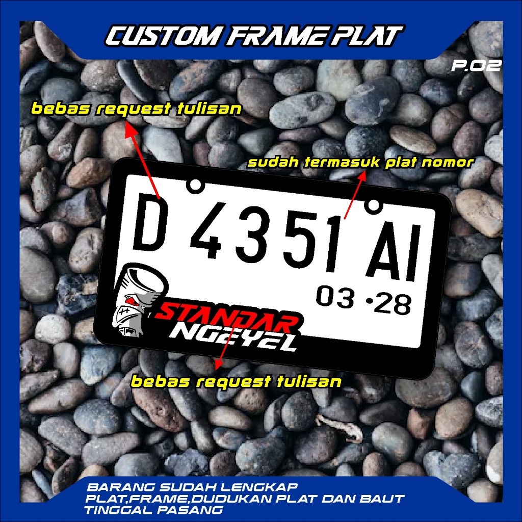 Jual PLAT NOMOR CUSTOM FRAME + PLAT HURUF TIMBUL BAHAN AKRILIK TEBAL ...