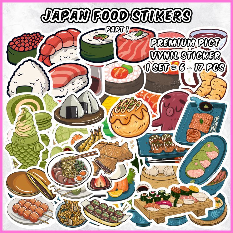 Jual [1 pack] Stiker Makanan Jepang 1 (Japan Food) Sticker Scrapbook ...