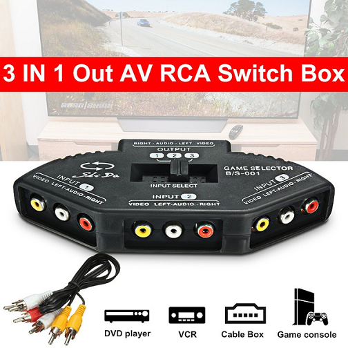 Jual 3 IN 1 Audio Video Av Selector Switcher Switch Box A/v Multi In ...