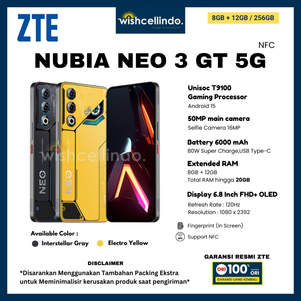 Jual Hp Zte Nubia Neo 3 Gt 5g 8gb 256gb Dan Nubia Neo 3 5g 8gb 256gb